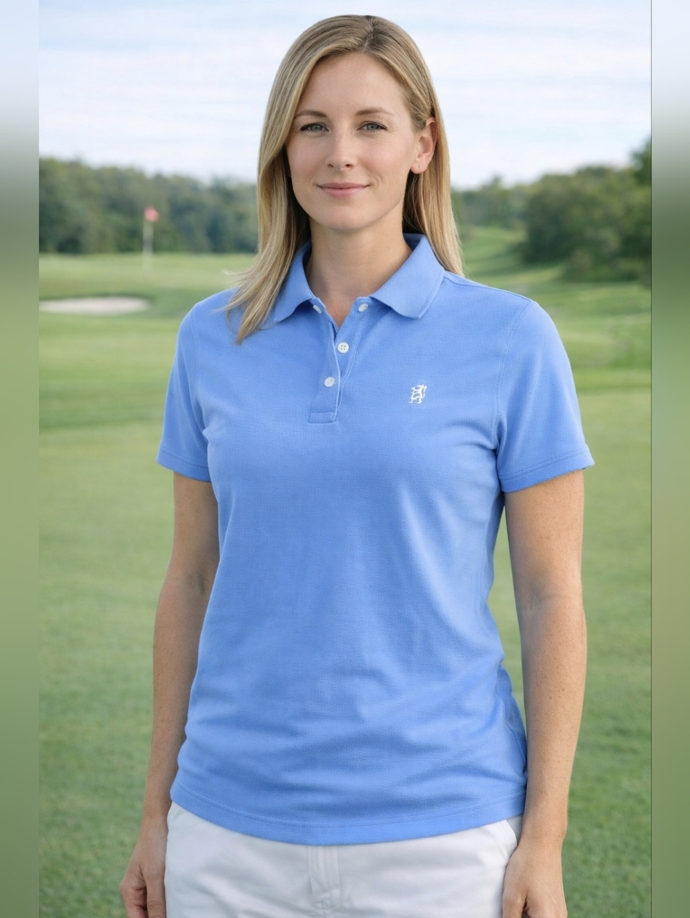 Pringle Golf Women’s Blue Polo Shirt Large Old Head Golf Links Embroidered Logo